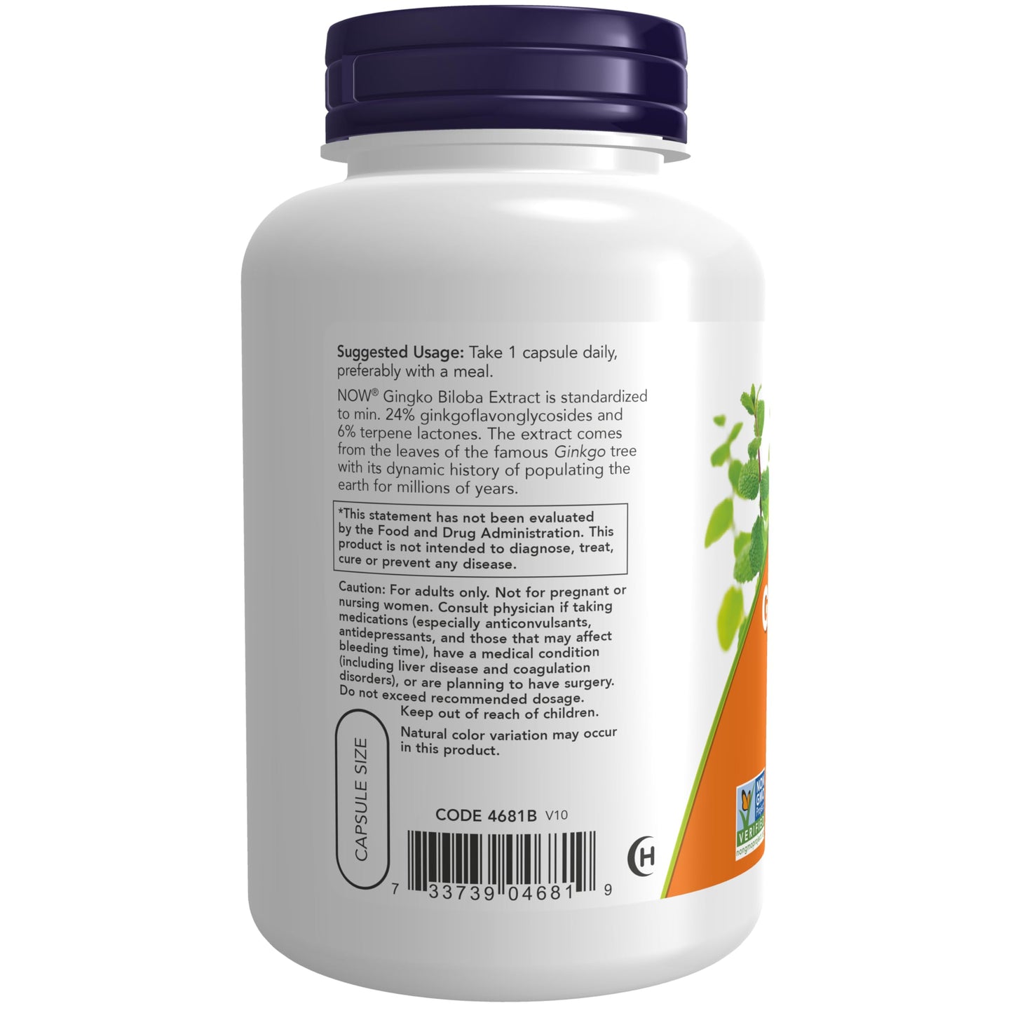 NOW Supplements, Ginkgo Biloba 120 mg, Double Strength, Non-GMO Project Verified, 200 Veg Capsules