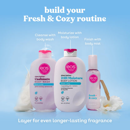 eos 24H Moisture Travel Body Lotion- Fresh & Cozy, Mini Size, 2.5 fl oz