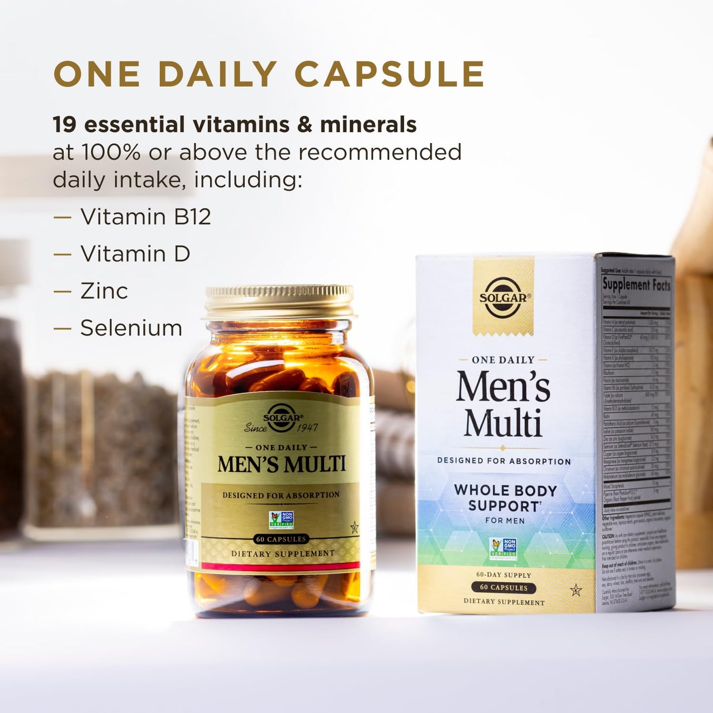 Solgar One Daily Men's Multivitamin Whole Body Support, 60 Servings
