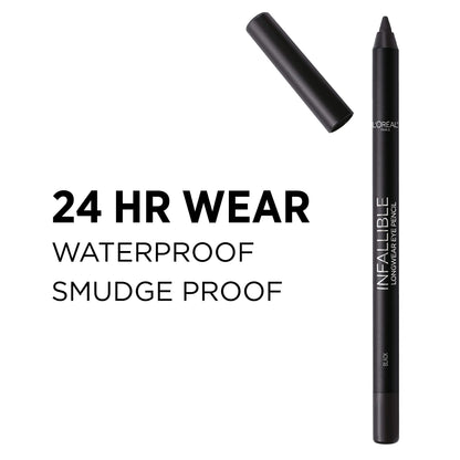 L'Oreal Paris Makeup Infallible Pro-Last Pencil Eyeliner, Waterproof and Smudge-Resistant, Glides on Easily to Create any Look, Ivy, 0.042 oz.