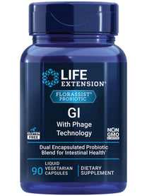 Life Extension FLORASSIST GI with Phage Technology, Digestive Health, probiotic Support, Nutrient Absorption, 7 probiotic strains, bacteriophage Blend, 90 Liquid Vegetarian Capsules