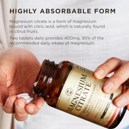 Solgar Magnesium Citrate, 120 Tablets - Promotes Calm, Non-GMO, Gluten Free