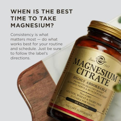 Solgar Magnesium Citrate, 120 Tablets - Promotes Calm, Non-GMO, Gluten Free
