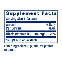 Life Extension Vitamin B3 Niacin, Heart Health, Cholesterol & Energy Support, Gluten-Free, Non-GMO, 100 Capsules
