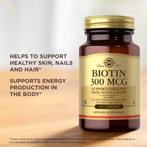 Solgar Biotin 300 mcg - 100 Tablets - Supports Healthy Skin, Nails & Hair - Non-GMO, Vegan, Gluten Free, Dairy Free, Kosherl - 100 Servings