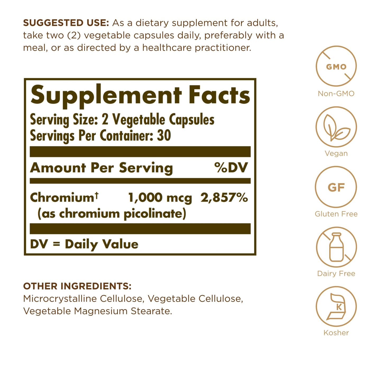 Solgar Chromium Picolinate 500mcg 60 VegCap