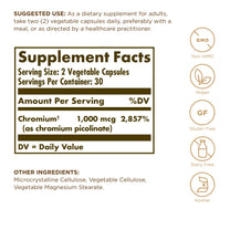 Solgar Chromium Picolinate 500mcg 60 VegCap