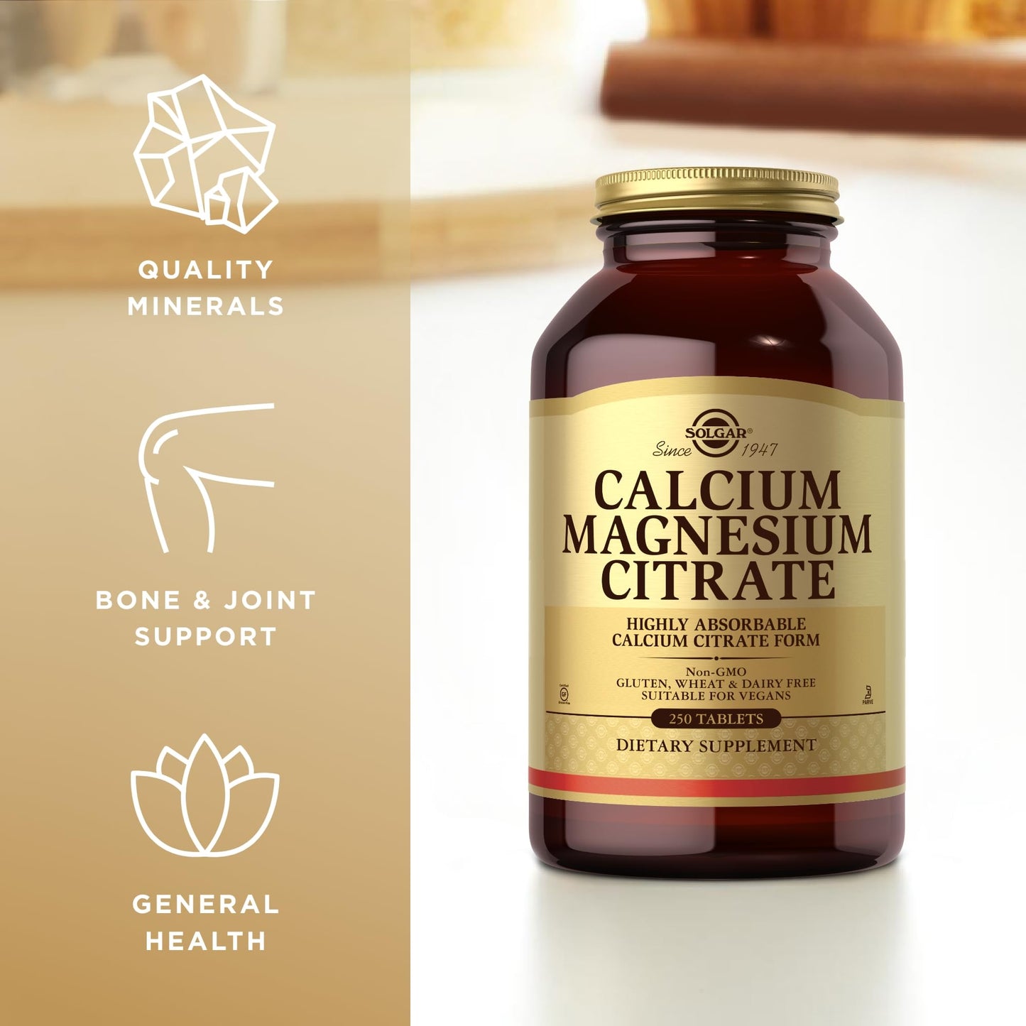 Solgar Calcium Magnesium Citrate, 250 Tablets (Pack of 2) - Supports Healthy Bones & Teeth - Musculoskeletal & Nervous System Support - Highly Absorbable - Non-GMO and Vegan - 100 Total Servings