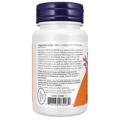 NOW Supplements, CoQ10 (Coenzyme Q10) 100 mg, Pharmaceutical Grade, Cardiovascular Health*, 50 Softgels