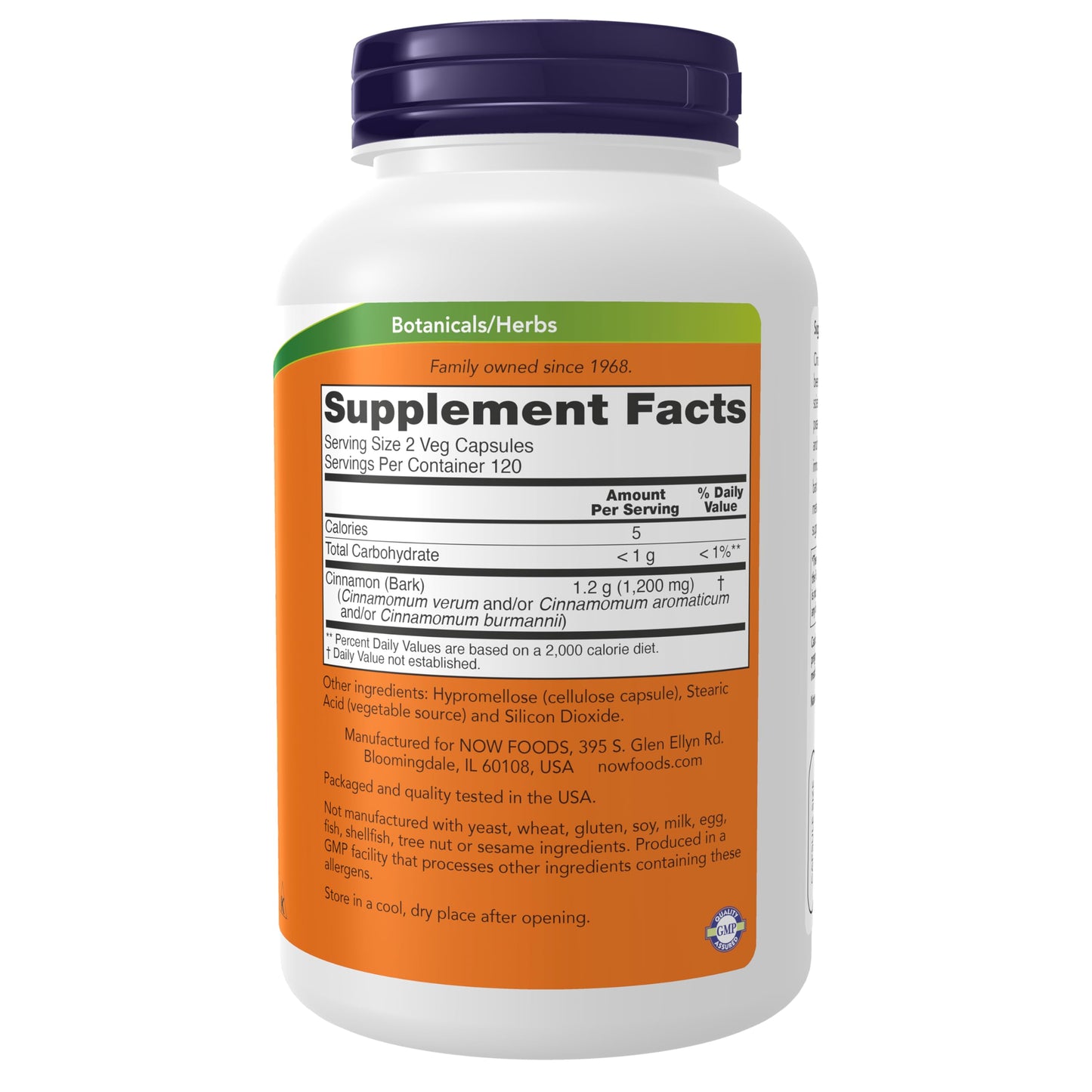 NOW Foods Supplements, Cinnamon Bark 600 mg, Non-GMO Project Verified, Healthy Glucose Metabolism*, 240 Veg Capsules