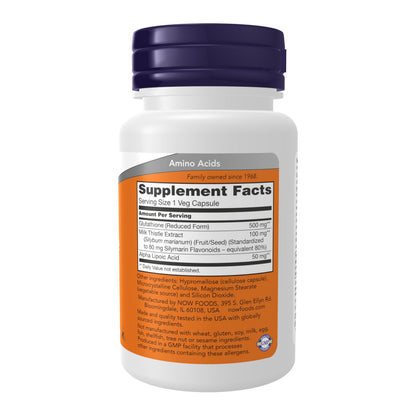 NOW Foods Supplements, Glutathione 500 mg, With Milk Thistle Extract & Alpha Lipoic Acid, Free Radical Neutralizer*, 30 Veg Capsules