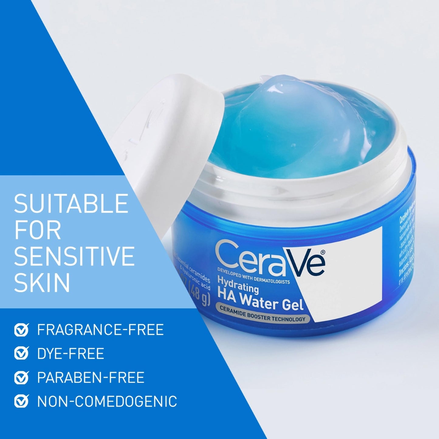CeraVe Hydrating Hyaluronic Acid Water Gel Moisturizer for Face, 1.7oz