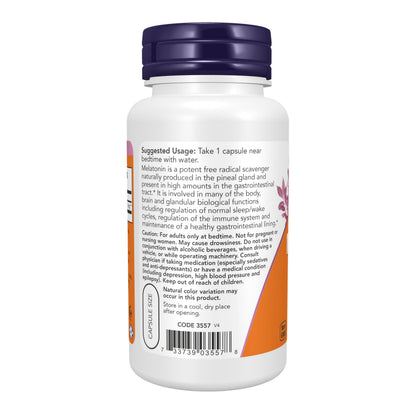 NOW Foods Supplements, Melatonin, Extra Strength 10 mg, Free Radical Scavenger*, Healthy Sleep Cycle*, 100 Veg Capsules