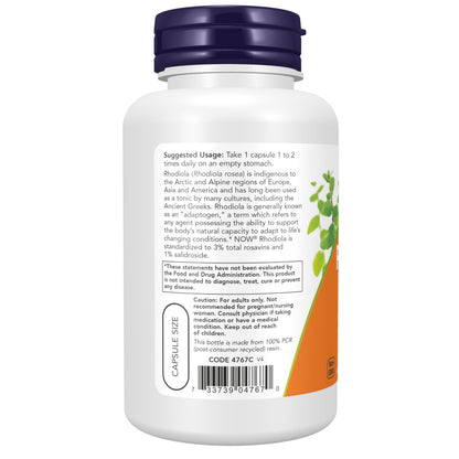 NOW Supplements, Rhodiola 500 mg, Helps Body Adapt to Stress of Daily Life*, Adaptogenic Herb*, 120 Veg Capsules