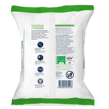 CeraVe Makeup Remover Wipes, Plant Based Face Wipes with Glycerin, 25ct