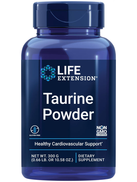 Life Extension Taurine Powder – Healthy Cardiovascular Support, Promotes Brain Health, Healthy Aging, and Muscle and Exercise Recovery – Gluten-Free, Non-GMO, Vegetarian – 300 Grams