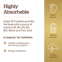 Solgar B-Complex 50", 250 Vegetable Capsules - Energy Metabolism