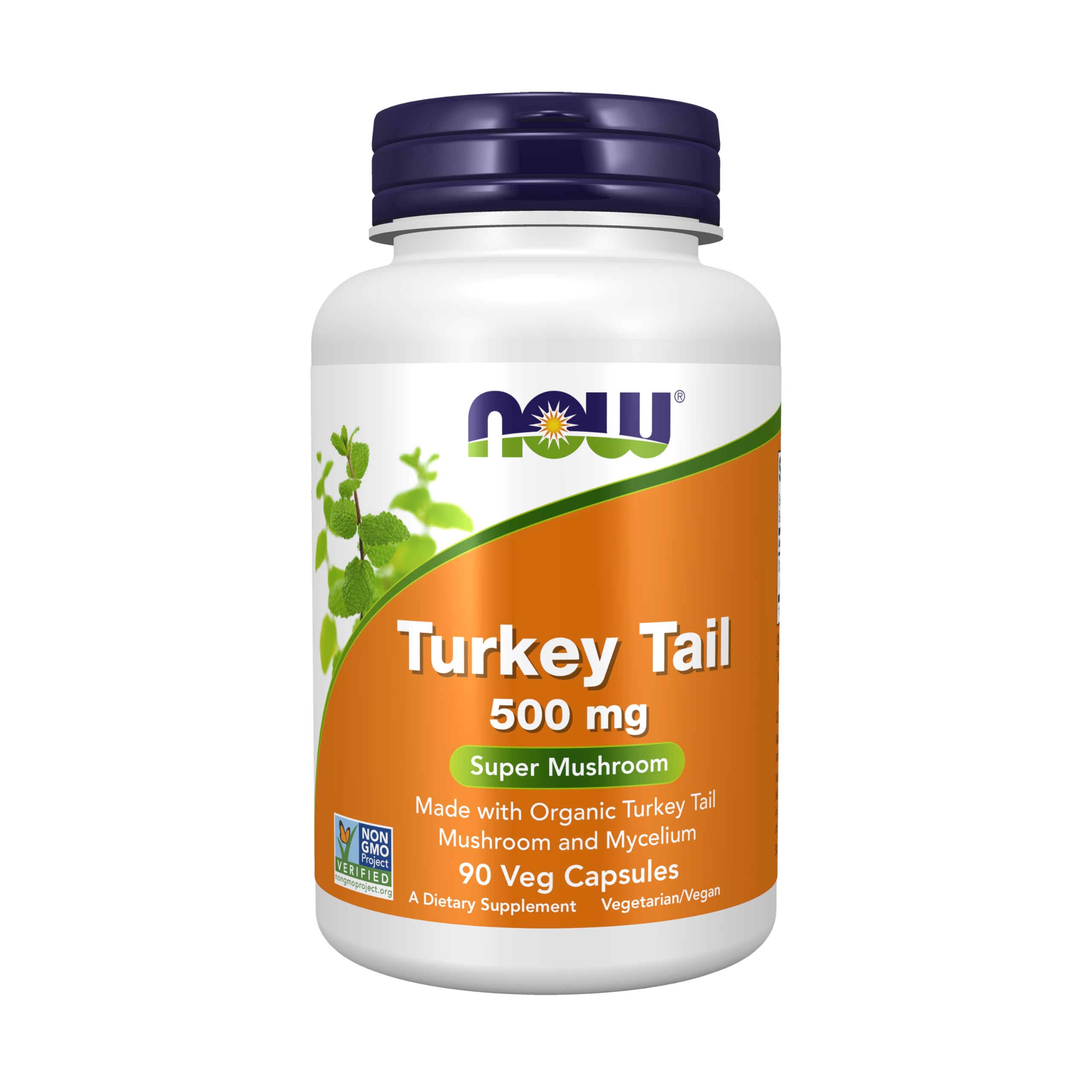 Now Foods Supplements, Turkey Tail 500 mg, Super Mushroom, Made with Organic Turkey Tail Mushroom and Mycelium, 90 Veg Capsules