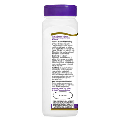 Fish Oil 1000 mg 90 Enteric Coated Softgels, 21st Century