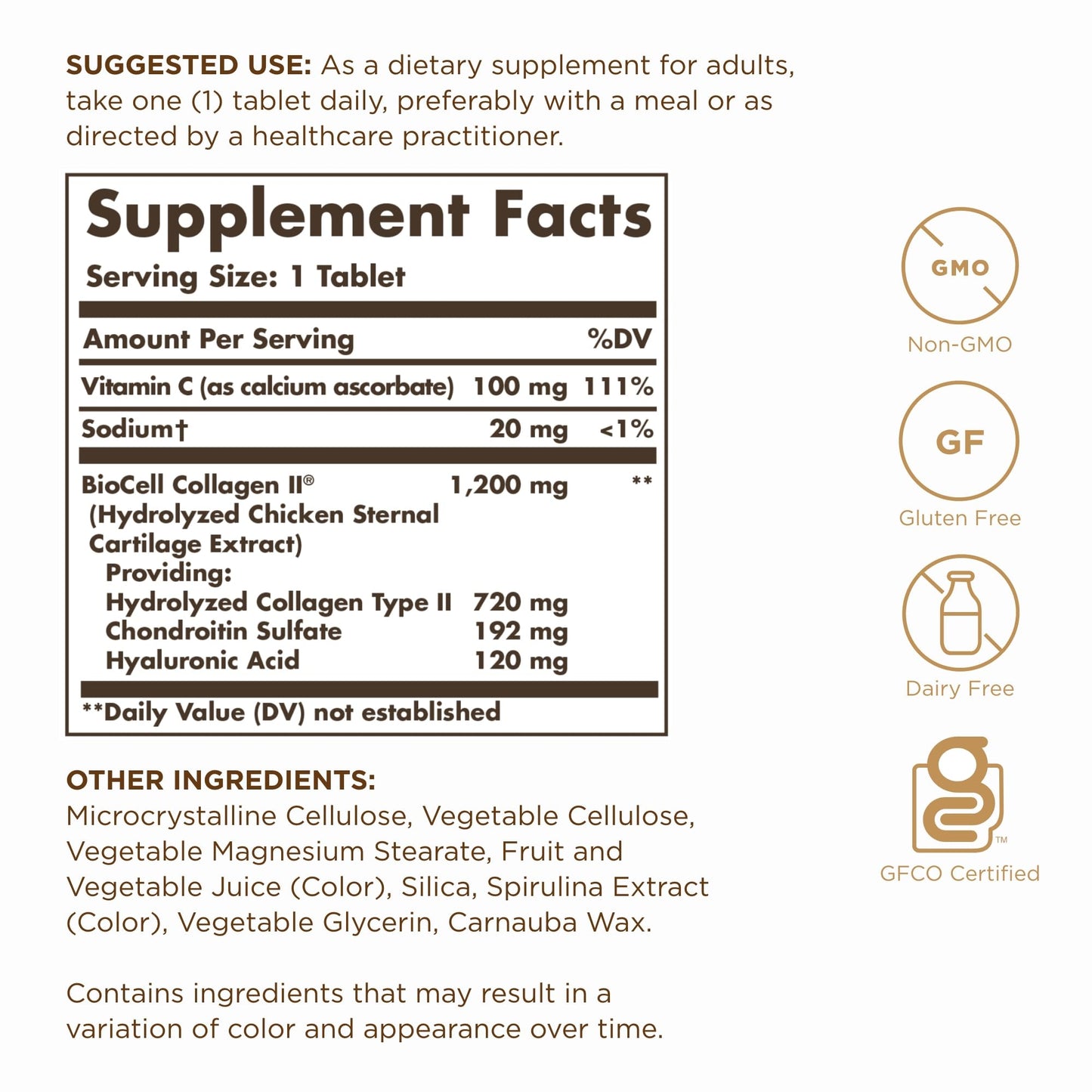 Solgar Collagen Hyaluronic Acid Complex - 30 Tablets, Pack of 2 - Non-GMO, Gluten Free, Dairy Free - 60 Total Servings