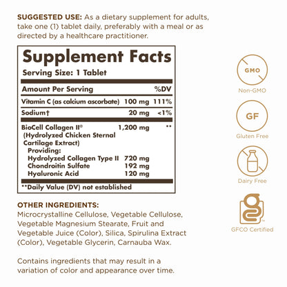 Solgar Collagen Hyaluronic Acid Complex - 30 Tablets, Pack of 2 - Non-GMO, Gluten Free, Dairy Free - 60 Total Servings