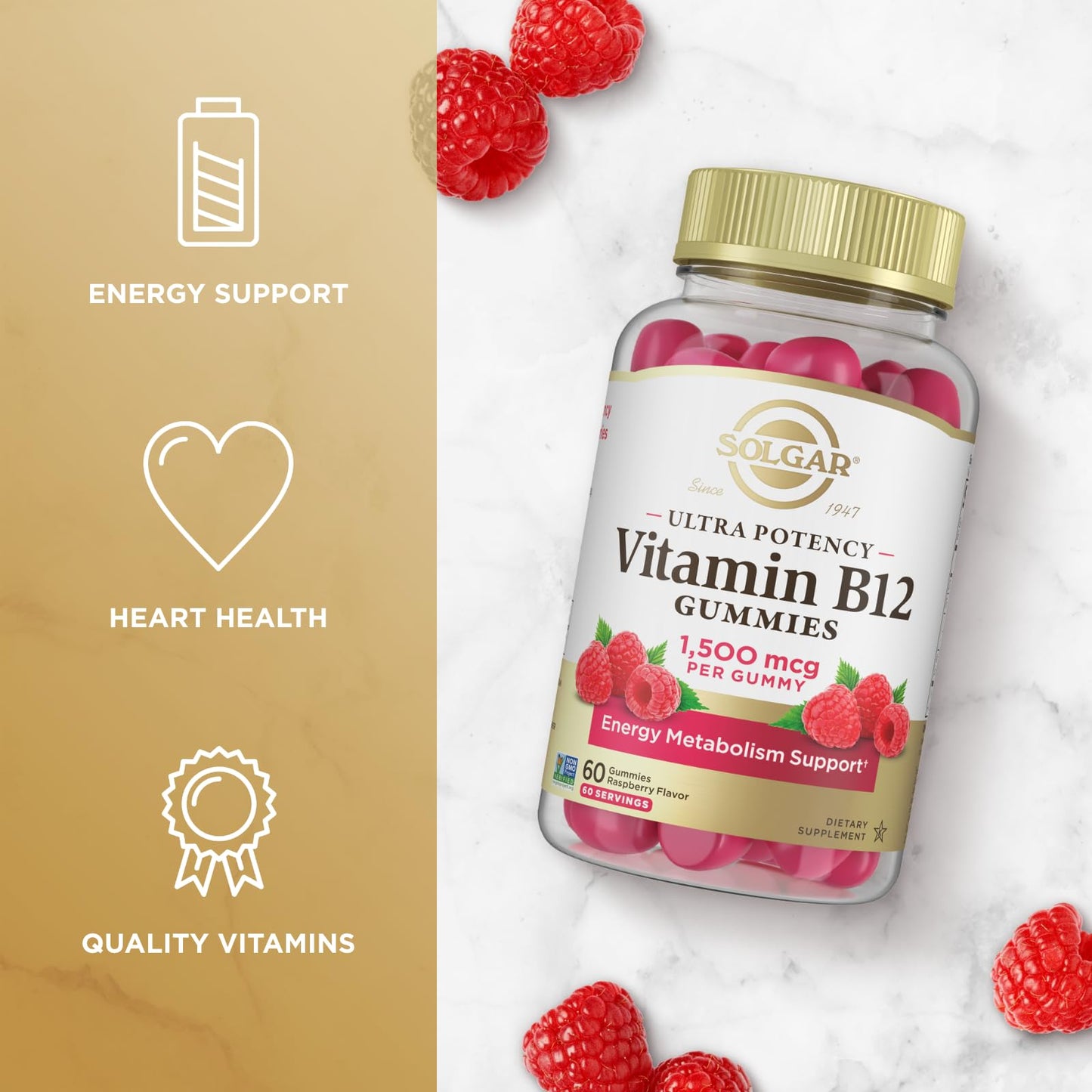 Solgar Methyl B12 Gummies for Adults 1,500mcg Ultra Potency Vitamin
