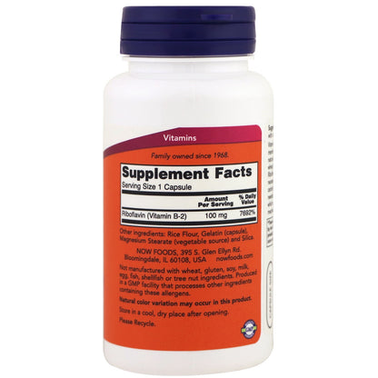 NOW Vitamin B-2 (riboflavin) 100mg, 100 Capsules (Pack of 3)