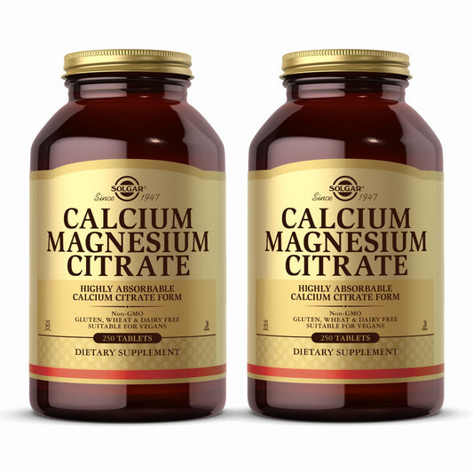 Solgar Calcium Magnesium Citrate, 250 Tablets (Pack of 2) - Supports Healthy Bones & Teeth - Musculoskeletal & Nervous System Support - Highly Absorbable - Non-GMO and Vegan - 100 Total Servings