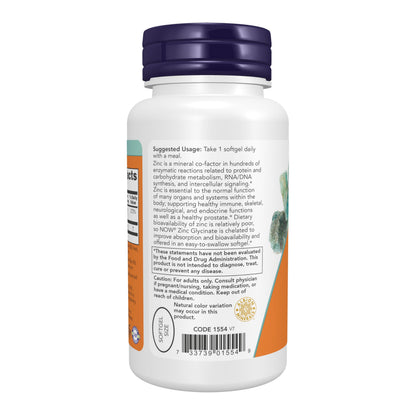 NOW Foods Supplements, Zinc Glycinate with 250 mg Pumpkin Seed Oil, Supports Prostate Health*, 120 Softgels (Packaging May Vary)