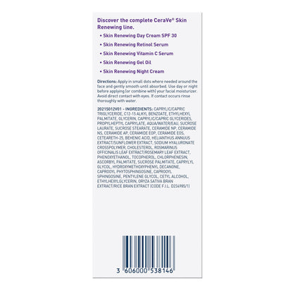 CeraVe Skin Renewing Gel Oil, Hydrating Hyaluronic Acid Serum for Face, 1oz