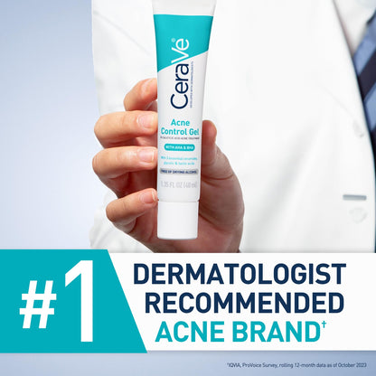CeraVe Acne Control Gel, Salicylic & Glycolic Acid Face Treatment, 1.35oz