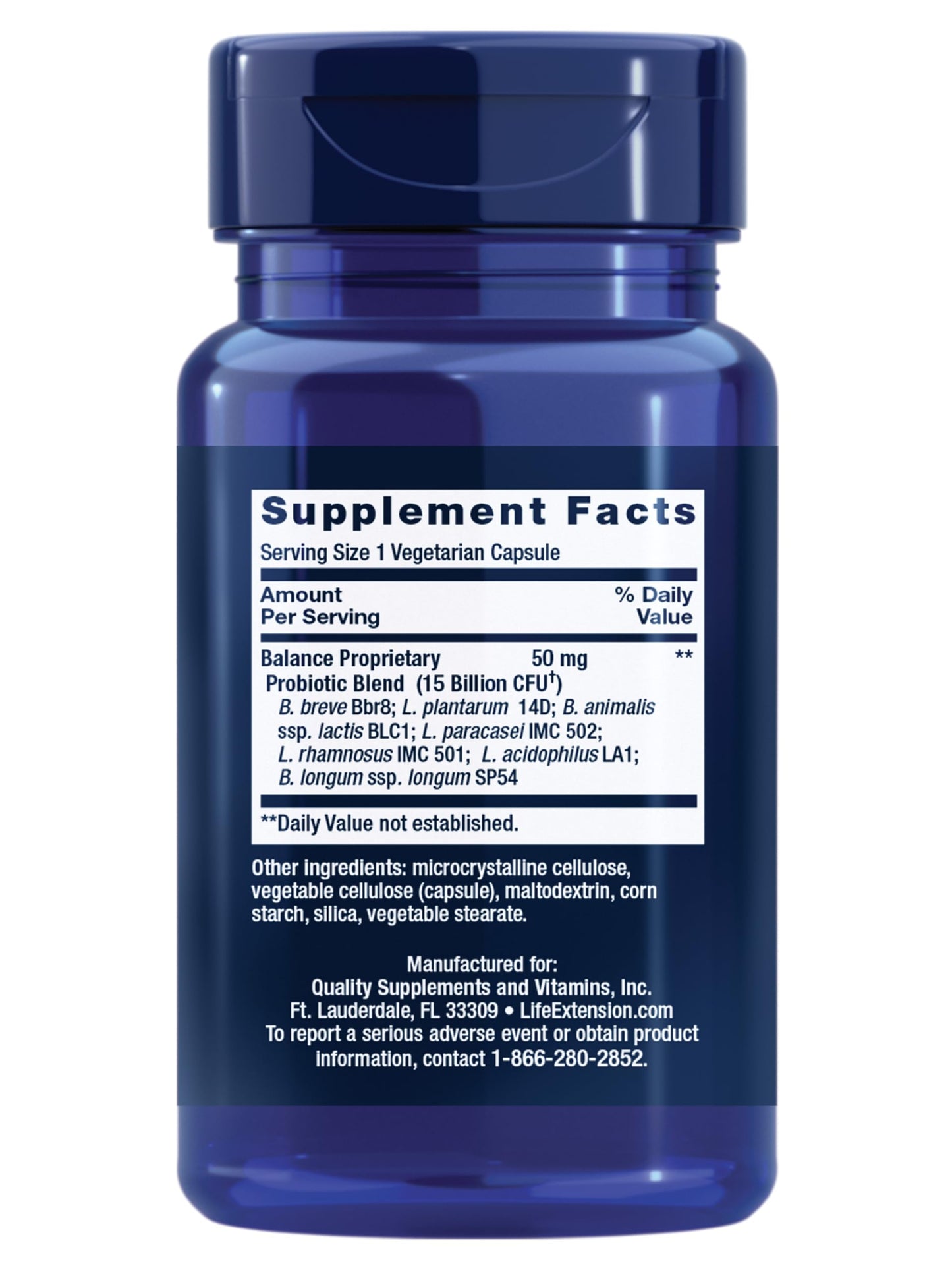 Life Extension FLORASSIST® Probiotic Balance, Gut Health, Immune Support, Whole-Body Health, 7 strains, 15 Billion CFUs, Non-GMO, Gluten-Free, Vegetarian, 30 Capsules