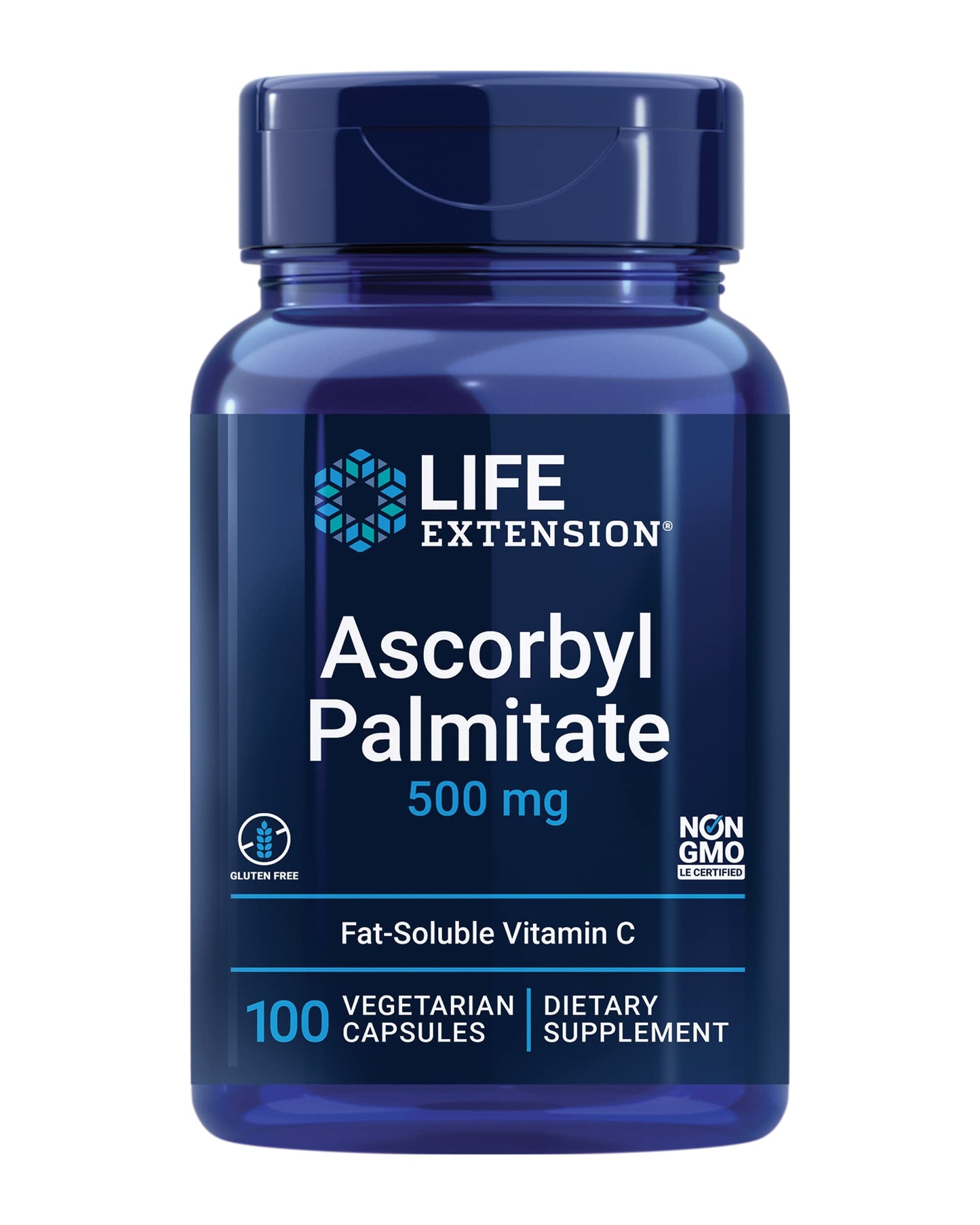 Life Extension Ascorbyl Palmitate 500mg – Fat-Soluble Vitamin C Supplement for Immune Support and Longevity – Water-Soluble Gluten-Free, Non-GMO, Vegetarian – 100 Capsules