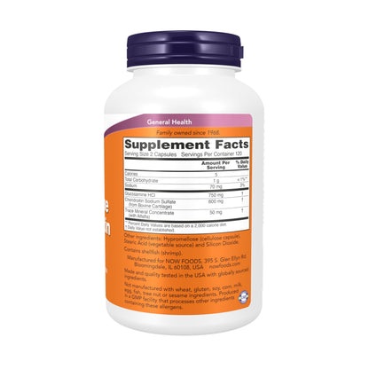 NOW Supplements, Glucosamine & Chondroitin, with Trace Mineral Concentrate and Alfalfa, 240 Veg Capsules