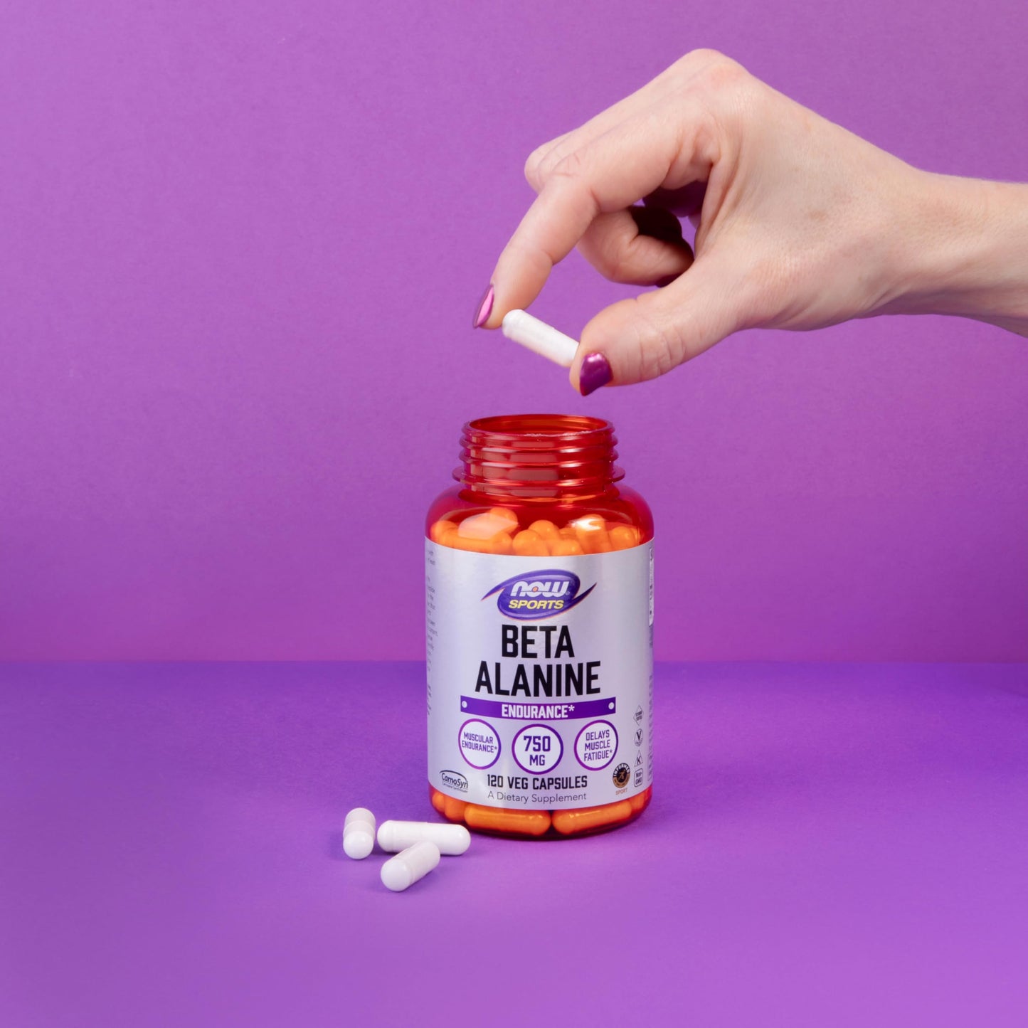NOW Foods Sports Nutrition, Beta-Alanine 750 mg, Delays Muscle Fatigue*, Endurance*, 120 Veg Capsules