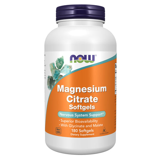 NOW Supplements, Magnesium Citrate, With Glycinate & Malate, Nervous System Support*, 180 Softgels