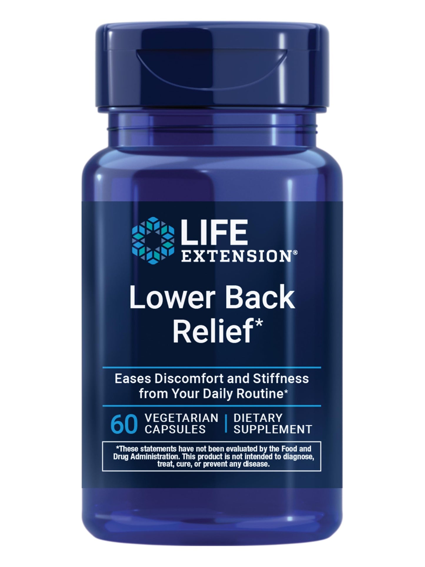 Life Extension Lower Back Relief, for Occasional Back Stiffness, Comfort and Flexibility, Ginger, Chaste Tree, White Willow bark, Non-GMO, Gluten-Free, Vegetarian, 60 Capsules
