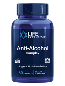 Life Extension Anti-Alcohol Complex, Vitamin C, zinc, Grape Seed, Milk Thistle, Clove Extract, Supports Healthy Alcohol Metabolism & Optimal Liver Function, Gluten-Free, Non-GMO, 60 Capsules