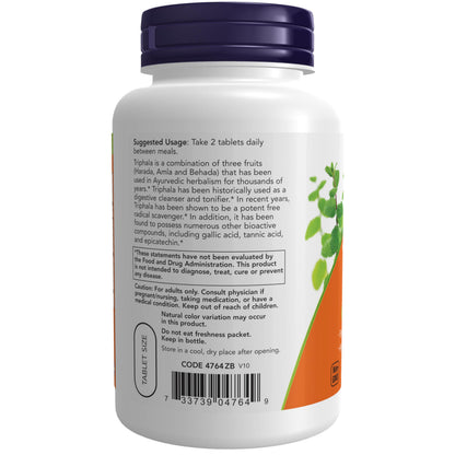 NOW Foods Supplements, Triphala 500 mg, Combination of Harada, Amla and Behada, 120 Tablets