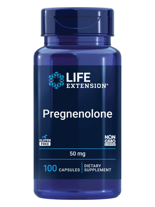 Life Extension Pregnenolone, neurohormone, Promotes Memory Health and Brain Plasticity, Gluten-Free, Non-GMO, 100 Capsules