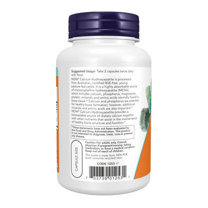 NOW Foods Supplements, Calcium Hydroxyapatite Caps, Supports Bone Health*, 120 Capsules