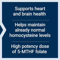 Life Extension High Potency Optimized Folate – L-methylfolate – Folic Acid, 8500 mcg DFE – Heart & Brain Support, Healthy Homocysteine Levels – Gluten-Free, Non-GMO, Vegetarian – 30 Tablets