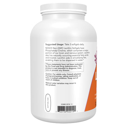 NOW Foods Supplements, Lecithin 1200 mg with naturally occurring Phosphatidyl Choline, 400 Softgels