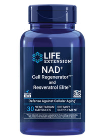 Life Extension NAD+ Cell Regenerator™ and Resveratrol Elite™*, nicotinamide riboside, Trans-resveratrol, quercetin, Fisetin, Heart Health, Healthy Aging, Vegetarian, Non-GMO, Gluten Free, 30 Capsules