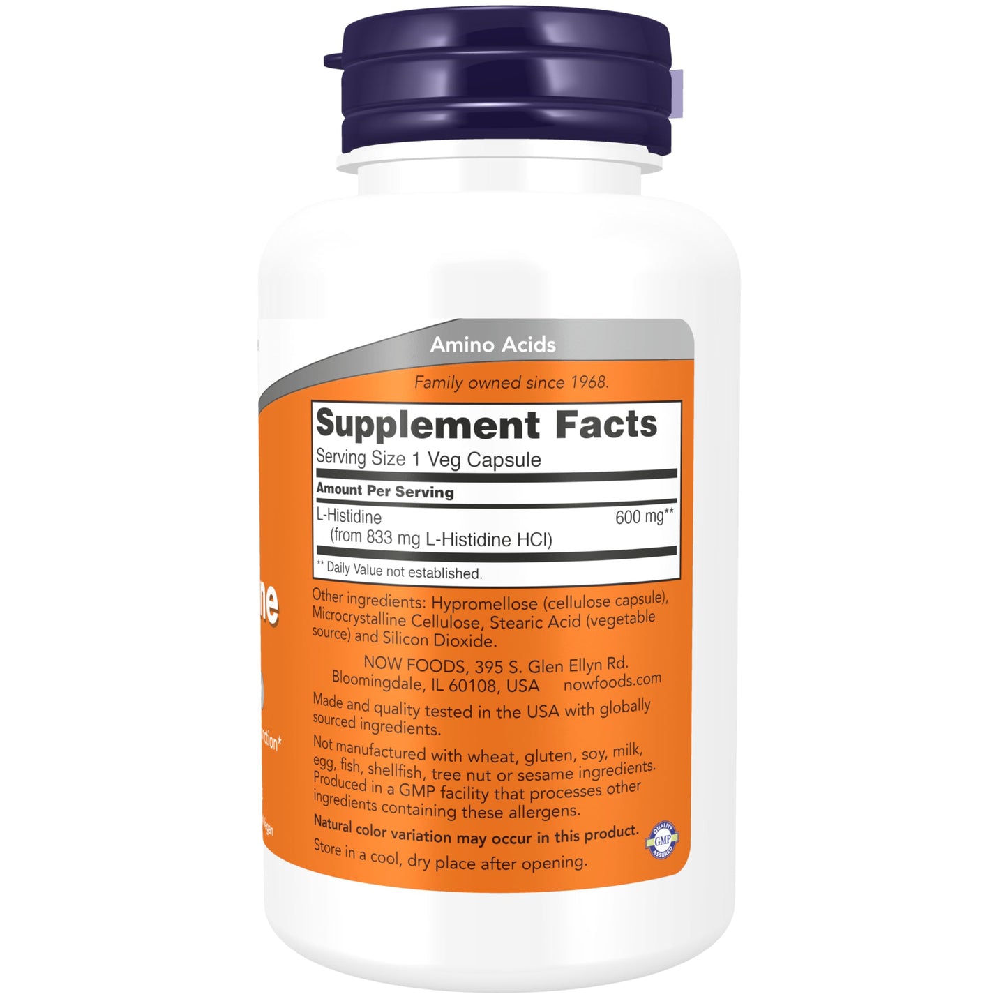 Now Supplements, L-Histidine 600 mg, Essential Amino Acid, Critical for Normal Brain Function*, Immune System Support*, 60 Veg Capsules