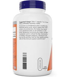 Now L-Glutamine 500mg 300 Veg Capsules - Non-GMO Supplement - Vegan Lglutamine Caps