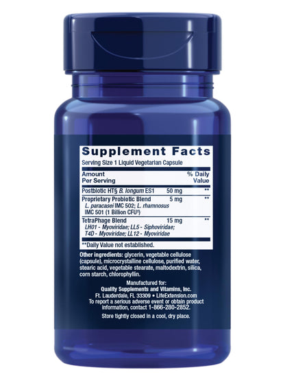Life Extension FLORASSIST® Probiotic GI with Phage Technology, Digestive Health Supplement, microbiome Balance, Gut Health, Gluten Free, Vegetarian, 30 Capsules