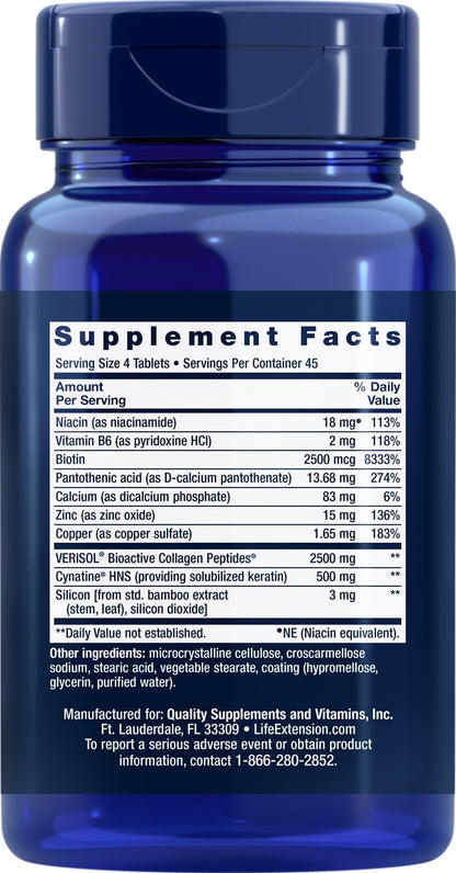 Life Extension Hair, Skin & Nails Collagen Plus Formula, 180 Tablets