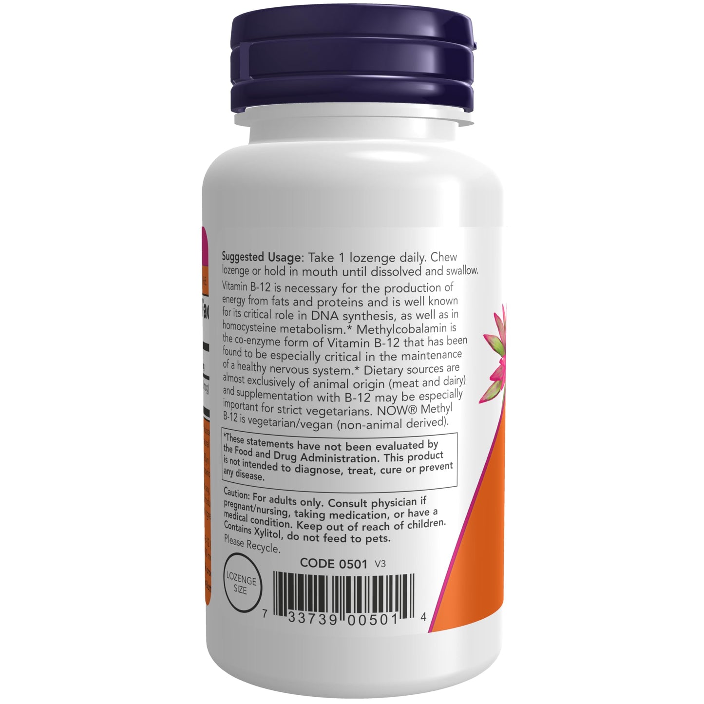 NOW Foods Supplements, Methyl B-12 (Methylcobalamin) 10,000 mcg, Nervous System Health*, 60 Lozenges