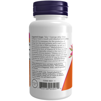 NOW Foods Supplements, Methyl B-12 (Methylcobalamin) 10,000 mcg, Nervous System Health*, 60 Lozenges